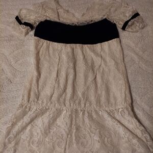 Bebe Lace Dress with Black and White Details